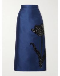 Erdem - Sequined Embroidered Satin Midi Skirt - Lyst