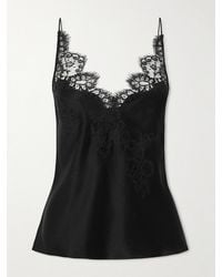 Carine Gilson - Lace-Trimmed Silk-Satin Camisole - Lyst