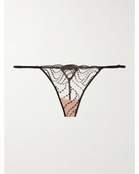 Kiki de Montparnasse - Ondule Silk-Blend Trimmed Embroidered Tulle Thong - Lyst