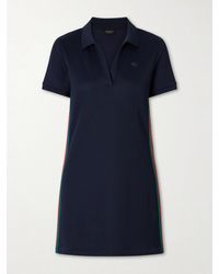 Gucci - Double G-Embossed Webbing-Trimmed Ribbed Jersey Mini Dress - Lyst