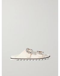 Roger Vivier - Slidy Viv Swarovski Crystal-Embellished Leather Slides - Lyst