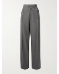 Bottega Veneta - Pleated Wool-Blend Straight-Leg Pants - Lyst