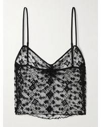 Kiki de Montparnasse - Cropped Silk-Blend Satin-Trimmed Lace Camisole - Lyst