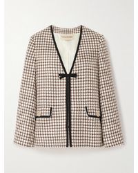 Valentino Garavani - Grosgrain-Trimmed Houndstooth Cotton-Blend Tweed Jacket - Lyst
