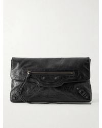 Balenciaga - Le City Crinkled-Leather Clutch - Lyst