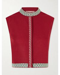 Emporio Sirenuse - Embroidered Linen And Cotton-Blend Blouse - Lyst