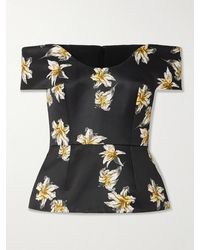 Emilia Wickstead - Souline Off-The-Shoulder Floral-Print Faille Bustier Top - Lyst
