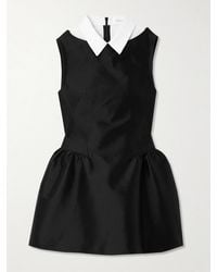 ShuShu/Tong - Gathered Wool And Linen-Blend Trimmed Wool And Silk-Blend Twill Mini Dress - Lyst