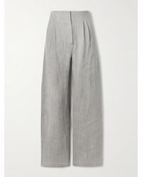 Cortana - Lupe Hose Mit Weitem Bein Aus Gestreiftem Leinen Mit Bundfalten - Lyst