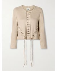 Isabel Marant - Seatle Cropped Lace-Up Brushed Stretch-Jersey Top - Lyst