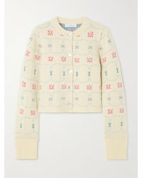 Calle Del Mar - Cropped Cashmere And Silk-Blend Jacquard Cardigan - Lyst