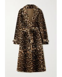 Yves Salomon Belted Leopard-print Shearling Trench Coat - Multicolour