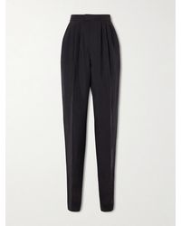 Saint Laurent - Pleated Silk-Habotai Straight-Leg Pants - Lyst