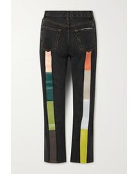 Still Here Canyon Rainbow Tate Cropped Striped High-rise Straight-leg Jeans - Black