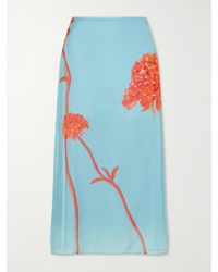 SIR. - Amelie Floral-Printed Silk-Chiffon Midi Skirt - Lyst