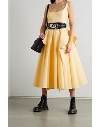 Alexander McQueen Draped Cotton-faille Midi Dress - Yellow