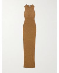 Saint Laurent - Metallic Ribbed-Knit Maxi Dress - Lyst