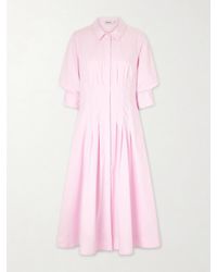Jonathan Simkhai - Jazz Pleated Cotton-Blend Poplin Midi Dress - Lyst