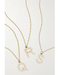 STONE AND STRAND - Initial 10-Karat Pearl Necklace - Lyst
