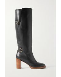 Gabriela Hearst + Net Sustain Cheech Buckled Leather Knee Boots - Black