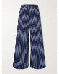 Brunello Cucinelli - Striped Cotton And Silk-Blend Twill Wide-Leg Pants - Lyst