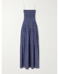Matteau - Shirred Printed Cotton Midi Dress - Lyst