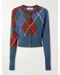 Vivienne Westwood - Logo-Embroidered Checked Wool And Cotton-Blend Cardigan - Lyst