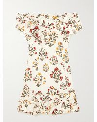 Agua Bendita - Jardín Andes Ruffled Floral-Print Cotton-Poplin Mini Dress - Lyst