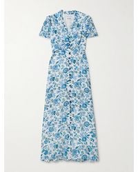 Cefinn - Liliana Midikleid Aus Georgette Mit Blumenprint Und Rüschen - Lyst