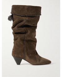 Isabel Marant - Eva Kniehohe Stiefel Aus Veloursleder Mit Lederbesätzen Und Troddel - Lyst