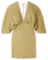 ROTATE BIRGER CHRISTENSEN Gerafftes Minikleid Aus Stretch-strick In Metallic-optik - Mettallic