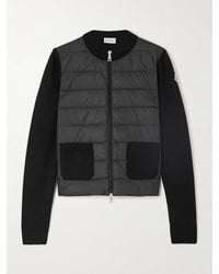 Moncler - Cardigan Aus Wolle Und Gestepptem Shell Mit Daunenfüllung - Lyst
