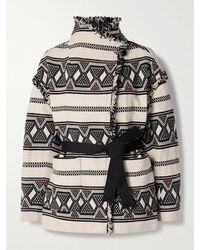 Isabel Marant - Josialo Jacke Aus Einer Baumwollmischung Mit Jacquard-Muster, Fransen Und Bindegürtel - Lyst