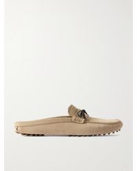 Brunello Cucinelli - Bead-Embellished Suede Slippers - Lyst