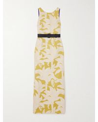 Marta Ferri - Angera Belted Open-Back Cotton-Blend Brocade Maxi Dress - Lyst