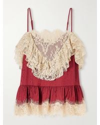 Sea - Ethel Ruffled Lace-Trimmed Floral-Jacquard Satin Cami - Lyst