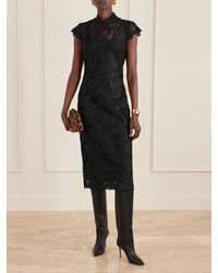 STAUD Kezia Sequinned Lace Dress in Natural | Lyst