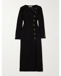 Alessandra Rich - Asymmetric Wool-Blend Crepe Midi Dress - Lyst