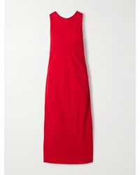 Another Tomorrow - Open-Back Draped Cotton-Blend Crepe Midi Dress - Lyst