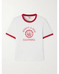 Sporty & Rich - California Two-Tone Printed Cotton-Jersey T-Shirt - Lyst