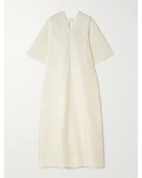 The Row - Mia Open-Back Silk-Shantung Midi Dress - Lyst