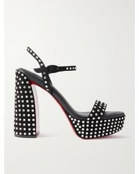 Christian Louboutin - Movida Jane 130 Crystal-Embellished Suede Platform Sandals - Lyst