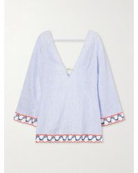 FARM Rio - Embroidered Striped Linen Coverup - Lyst