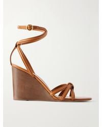Gianvito Rossi - Rabat 85 Leather Wedge Sandals - Lyst