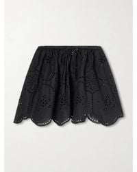 Matteau - Scalloped Broderie Anglaise-Trimmed Cotton Mini Skirt - Lyst
