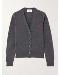 Ami Paris - + Net Sustain Adc Embroidered Merino Wool Cardigan - Lyst