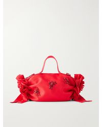 Simone Rocha - Double Ribbon Rosette Crystal-Embellished Satin Shoulder Bag - Lyst