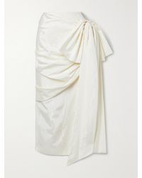 Christopher John Rogers - Bow-Detailed Draped Moire Midi Skirt - Lyst