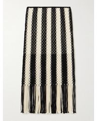 Zimmermann - Wanderlust Fringed Striped Macramé Cotton Maxi Skirt - Lyst
