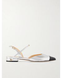 Jennifer Chamandi - Vittorio 20 Metallic Leather Pointed-Toe Slingback Flats - Lyst